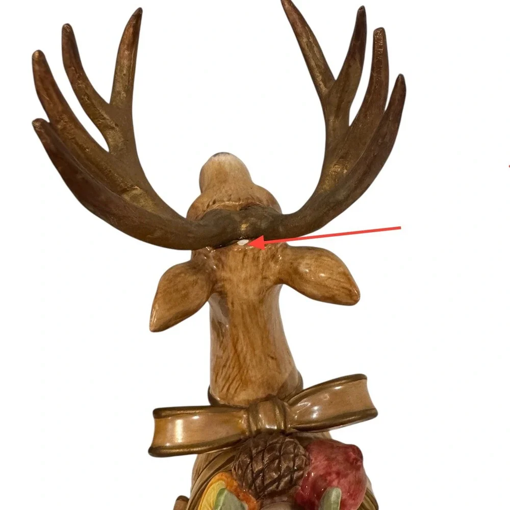 Fitz and Floyd Classics Reindeer Figurine Harvest Fruit Christmas Decor 11.5